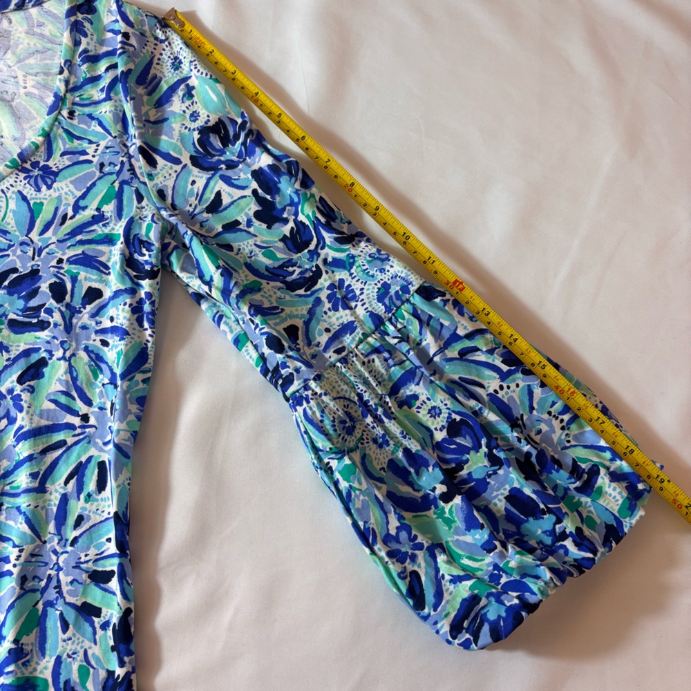 Lilly Pulitzer Carlile Sheath Dress Bell Sleeve Iris Blue High Maintenance Sz Sm - Picture 14 of 16